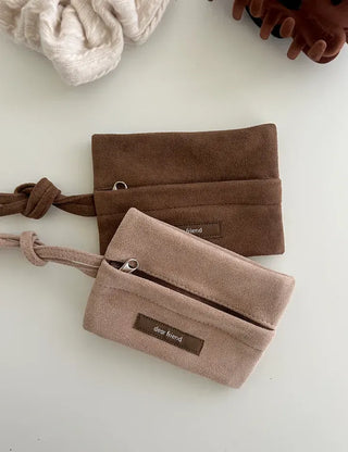 Merry Shop Pouch Wallet Suede Zipper Mini Strap