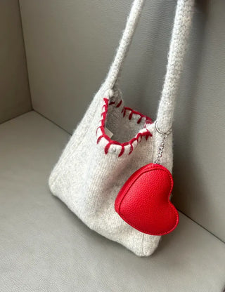 Heart mini pouch coin purse bag keyring