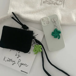 Knitted Four-Leaf Clover Lucky Keyring