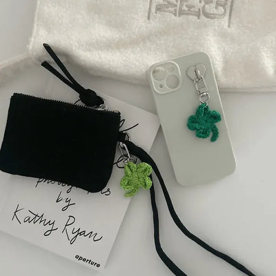 Knitted Four-Leaf Clover Lucky Keyring