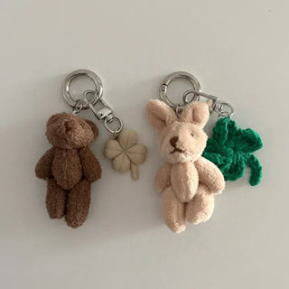 Knitted Four-Leaf Clover Lucky Keyring