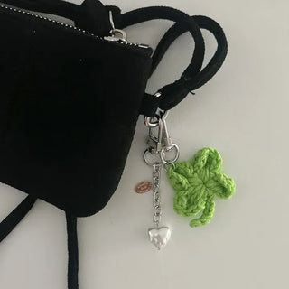 Knitted Four-Leaf Clover Lucky Keyring