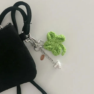 Knitted Four-Leaf Clover Lucky Keyring