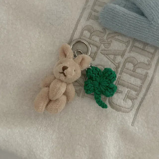 Knitted Four-Leaf Clover Lucky Keyring