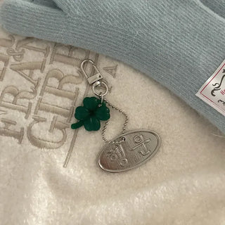 Knitted Four-Leaf Clover Lucky Keyring