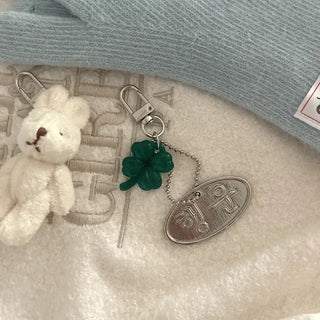 Knitted Four-Leaf Clover Lucky Keyring