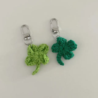 Knitted Four-Leaf Clover Lucky Keyring