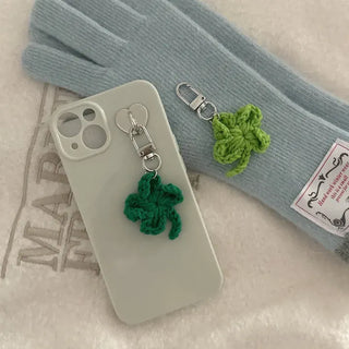 Knitted Four-Leaf Clover Lucky Keyring