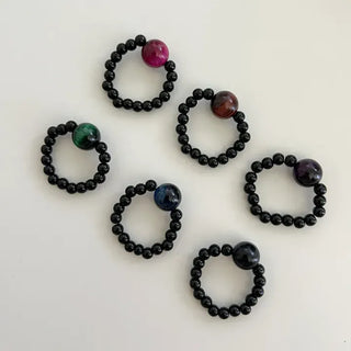 Mary Shop Gemstone Ring Tiger Eye Beads Handmade Women's