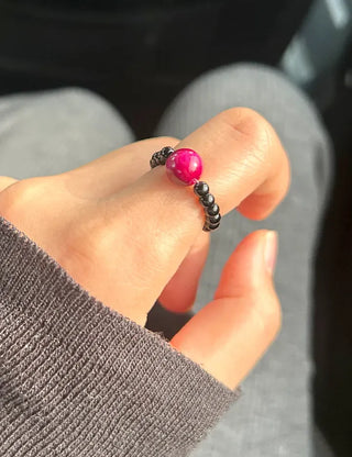 Mary Shop Gemstone Ring Tiger Eye Beads Handmade Women's