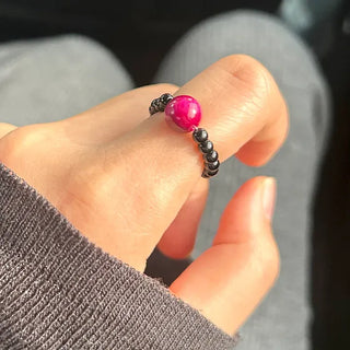 Mary Shop Gemstone Ring Tiger Eye Beads Handmade Women's