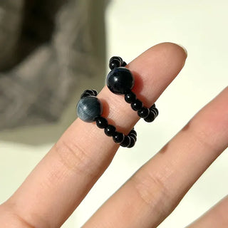 Mary Shop Gemstone Ring Tiger Eye Beads Handmade Women's