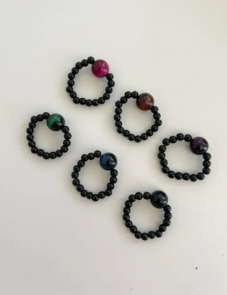 Mary Shop Gemstone Ring Tiger Eye Beads Handmade Women's