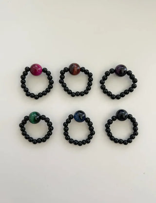 Mary Shop Gemstone Ring Tiger Eye Beads Handmade Women's
