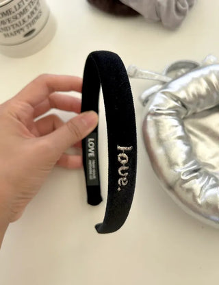 Mary Shop Velvet Headband Love Embroidery Women's Slim Hairband