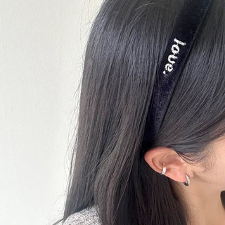 Mary Shop Velvet Headband Love Embroidery Women's Slim Hairband