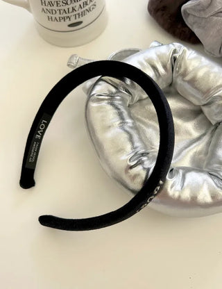 Mary Shop Velvet Headband Love Embroidery Women's Slim Hairband