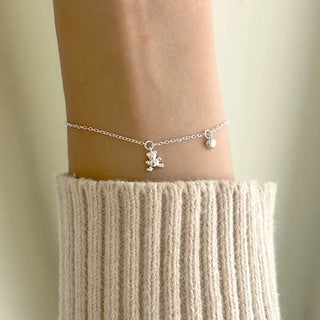 Merry Shop Silver Teddy Bear Bracelet 925 Silver Women's Daily