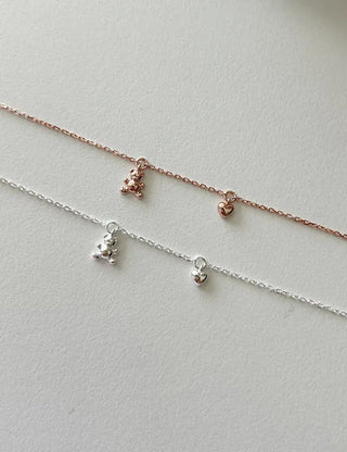 Merry Shop Silver Teddy Bear Bracelet 925 Silver Women's Daily