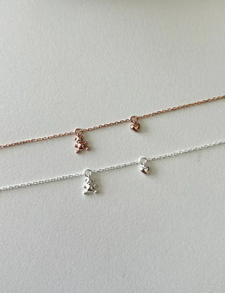 Merry Shop Silver Teddy Bear Bracelet 925 Silver Women's Daily