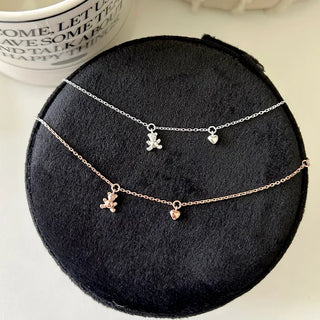 Merry Shop Silver Teddy Bear Bracelet 925 Silver Women's Daily