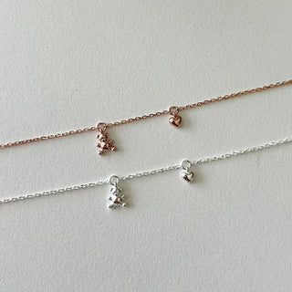 Merry Shop Silver Teddy Bear Bracelet 925 Silver Women's Daily