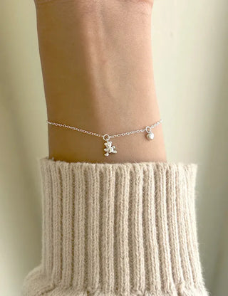 Merry Shop Silver Teddy Bear Bracelet 925 Silver Women's Daily