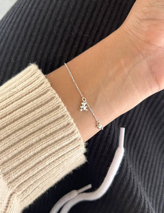 Merry Shop Silver Teddy Bear Bracelet 925 Silver Women's Daily