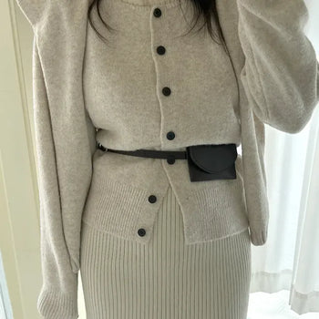 Merry Shop Belt Bag & Card Holder Set Suede Women's