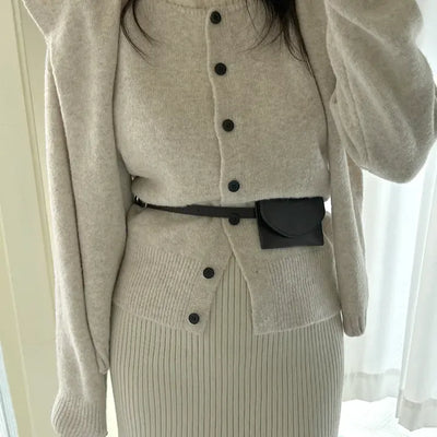 Merry Shop Belt Bag & Card Holder Set Suede Women's