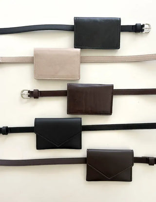 Merry Shop Belt Bag & Card Holder Set Suede Women's