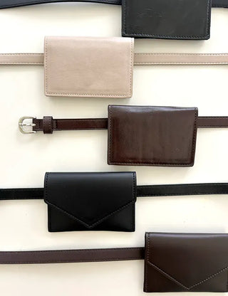 Merry Shop Belt Bag & Card Holder Set Suede Women's
