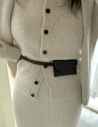 Merry Shop Belt Bag & Card Holder Set Suede Women's