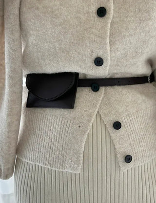 Merry Shop Belt Bag & Card Holder Set Suede Women's
