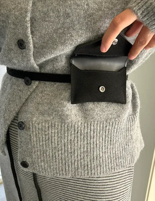 Merry Shop Belt Bag & Card Holder Set Suede Women's