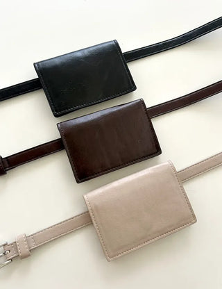 Merry Shop Belt Bag & Card Holder Set Suede Women's