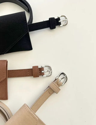 Merry Shop Belt Bag & Card Holder Set Suede Women's