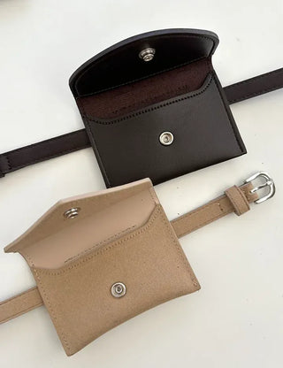 Merry Shop Belt Bag & Card Holder Set Suede Women's