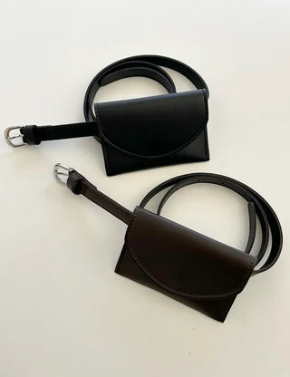 Merry Shop Belt Bag & Card Holder Set Suede Women's