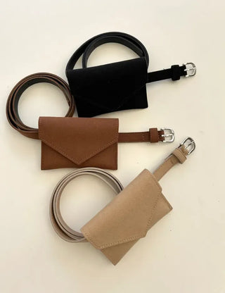 Merry Shop Belt Bag & Card Holder Set Suede Women's
