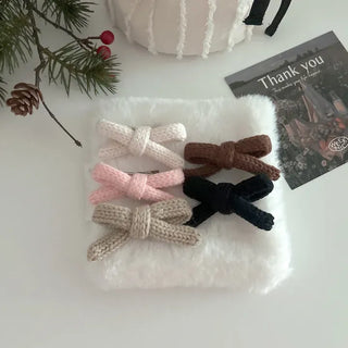 1+1 Set Knitted Ribbon Mini Hair Clip