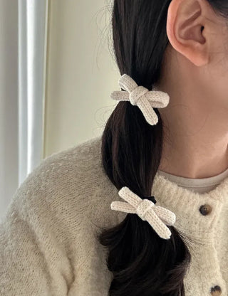 1+1 Set Knitted Ribbon Mini Hair Clip