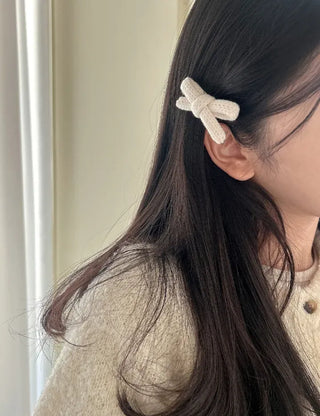 1+1 Set Knitted Ribbon Mini Hair Clip