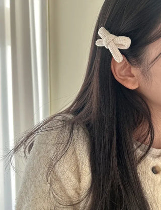 1+1 Set Knitted Ribbon Mini Hair Clip