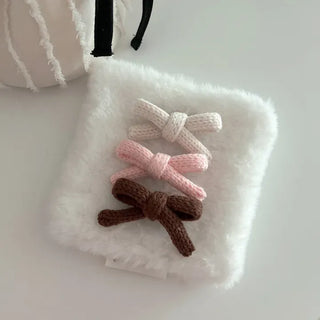 1+1 Set Knitted Ribbon Mini Hair Clip