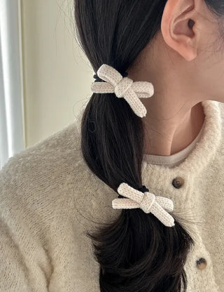 1+1 Set Knitted Ribbon Mini Hair Clip