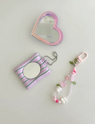 Merry Shop Flower Petal Bead Keyring Four-Leaf Clover Phone Strap