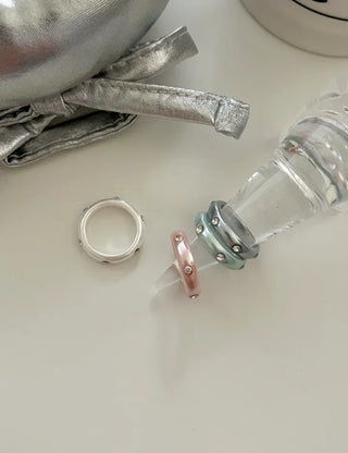 Merry Shop Pearl Ring Cubic Bold Friendship Ring Layered