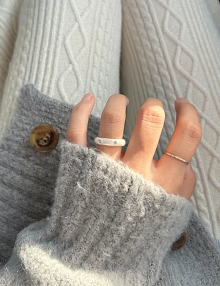 Merry Shop Pearl Ring Cubic Bold Friendship Ring Layered