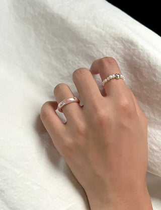 Merry Shop Pearl Ring Cubic Bold Friendship Ring Layered